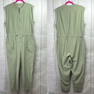Calia By Carrie Underwood Womens Soft Utility Sleeveless Zip Up Green Jumpsuit